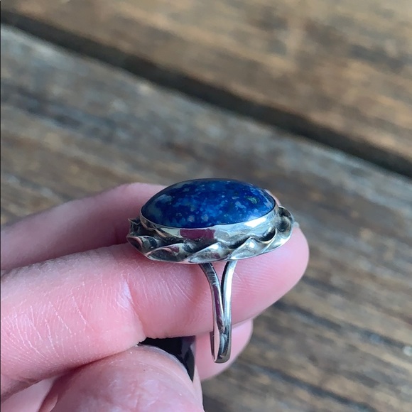 Vintage Blue Feldspar Sterling Silver Ring - Picture 5 of 6